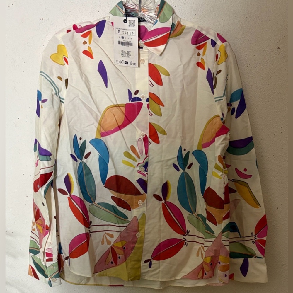 ZARA Printed Poplin SHIRT SZ  S. NWT